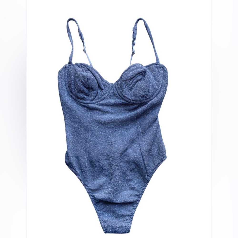 Vintage  y2k Victoria’s Secret Gold Label Silver Glitter Lingerie Bodysuit M